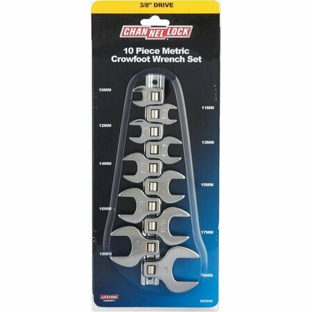 CHANNELLOCK Metric 3/8 In. Drive Crowfoot Wrench Set 10-Piece 302950